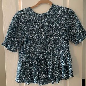 Ann Taylor smocked peplum XS